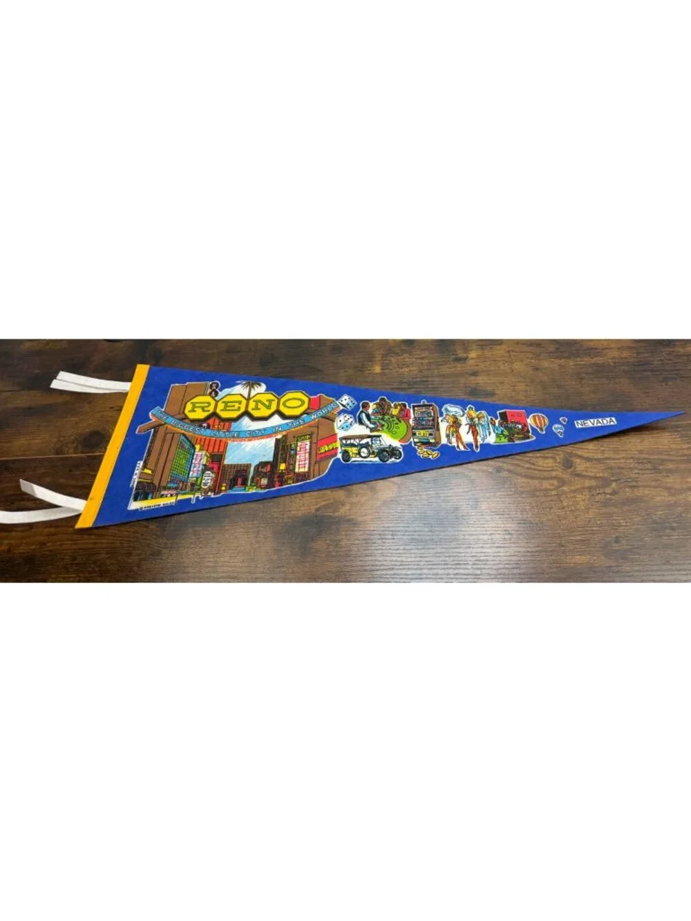 Vintage Reno Nevada Souvenir Felt Pennant 27 inches